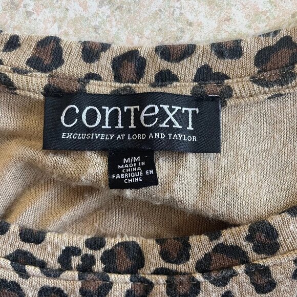 Lord & Taylor Leopard Print Long Sleeve Shirt Size Medium Modal Everyday Basic - Picture 5 of 7